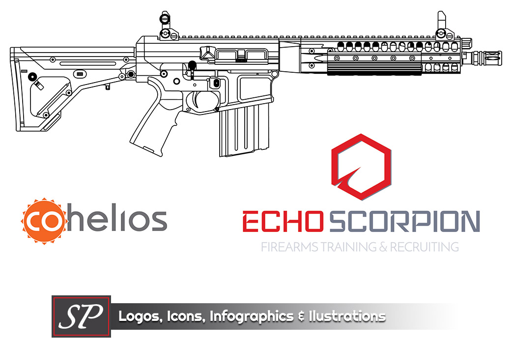 LWRC REPR outline with EchoScorpion and CoHelios Logos